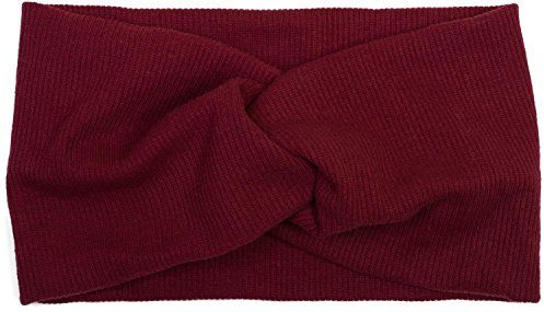 styleBREAKER Damen Haarband Feinripp-Optik, Bordeaux-Rot | Twist-Knoten, 100 % Polyester, elastisch für 55-59 cm Kopfumfang, 19 cm Bundweite, 9 cm breit, 30 °C Schonwaschgang.