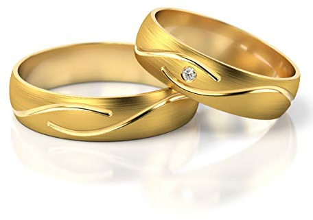 JC Gold Trauringe - Gelbgold Eheringe inklusive Stein und Gravur im Paarpreis PL281 (14 Karat (585) Gelbgold)