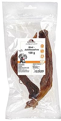 TACKENBERG Achillessehne vom Rind für Hunde - leckerer natürlicher Kausnack in Premiumqualität - schonend getrocknet - reines Naturprodukt zur Belohnung, als Snack oder Leckerli, 500 g