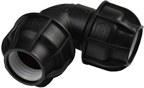 Agora-Tec PE-Fitting Winkel 90 Grad 40 mm x 40 mm für PE-Rohr 40 mm SCHWARZ