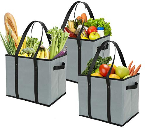 Reusable Grocery Bags Set Durable Heavy Duty Tote Bag Collapsible Grocery Shopping Box Bag with Reinforced Bottom