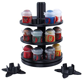 EnderToys 3-stöckiges drehendes Farbregal, 3D-gedrucktes Schreibtischregal-Organizer für Tisch, RPG, Miniatur-Acryl und Farben, kompatibel mit Citadel-Farben