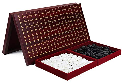 Bstfamly Trä Foldbar Go Chess 19 Road Chessboard 47 * 45 * 2cm Checkboard Old Game of Go Weiqi Board för 22mm Piece Checker GB06