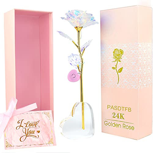 Geschenke für Frauen 24K Gold Vergoldete Rose Geburtstagsgeschenk für Frauen Ewige Rose Geschenke für Mama Mädchen Oma Geschenk Freundin Geburtstag Jahrestag Weihnachten Valentinstag Infinity Rosen