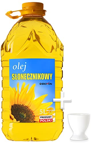 Huile de tournesol Huile comestible 5 litres Sunflower oil plus gobelet-portion Platinux Origine : Pologne
