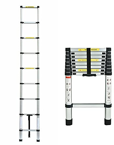 Scala Telescopica da 2,6m, Scala Pieghevole in Alluminio, Scale di Estensione Antiscivolo Multiuso per Fai-da-te, Capacità di 330 libbre/150 kg