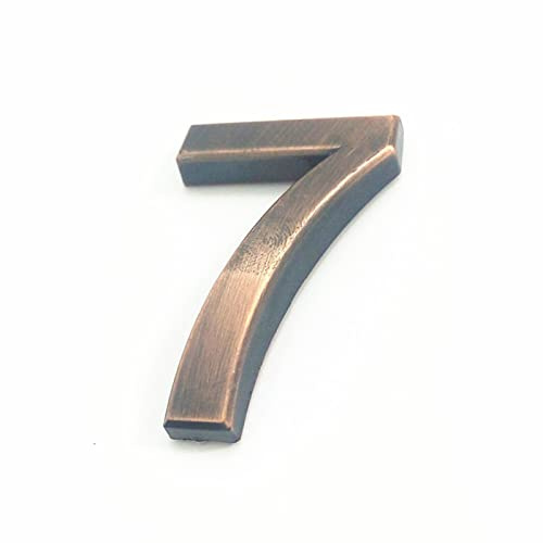 3D Self Adhesive House Plaque Numbers 50mm 0-9 Letter A-Z Dash Sign Modern Red Bronze Color Door Number Address Digits 3M Sticker Plate Sign ABS Electroplating, for Hotel Apartment Mailbox (7)