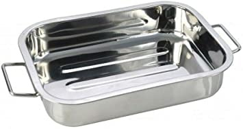 Nobel -Stainless Steel Deep Baking Pan, Roasting Tray, Lasagna, Bread Brownie Cake tin (40 x 30 x 6 cm. Deep)