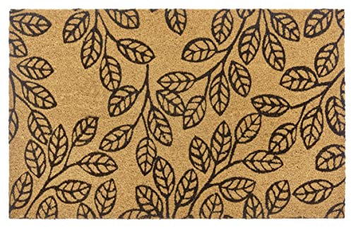 Hanse Home Kokos Fußmatte für Innen 45x75cm – Fussmatte Kokosmatte Schmutzfangmatte Flower Blätter Design, rutschfest für Eingangsbereich & überdachten Außenbereich – Natur