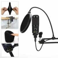 GELID Voce Schwarz USB Mikrofon - PC Kondensatormikrofon für Podcast, Streaming & Gesang, Komplett-Set inkl. Tischhalterung, Microphone