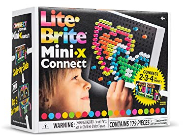 Basic Fun 02322 Lite Brite Mini-X Connect, beleuchtetes Zeichenbrett, Mini-LED-Zeichenbrett mit Farben, Reisespielzeug, kreatives Spielen, Neoneffekt, Spielzeug für Kinder ab 4 Jahren
