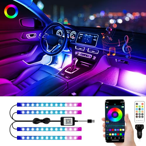 Bande LED RGB Intérieur Voiture Télécommande Musique USB 12V | Convient au tableau de bord et au plancher avec chargeur, synchronisation musicale et câble USB