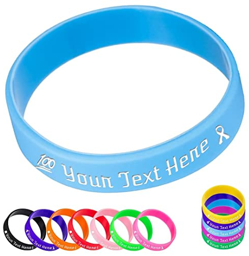 Zkgiftsdz Personalisierte Silikonarmbänder Bulk, Benutzerdefinierte 1/2 Gummiarmband mit Textnachricht, Benutzerdefinierte Gummiband Armbänder für Veranstaltungen, Bewusstsein, Geschenke