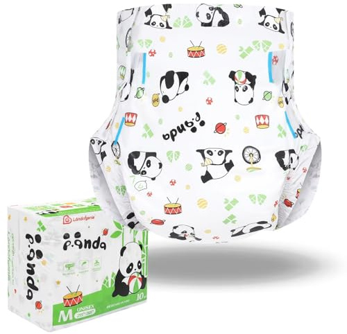 Landofgenie Erwachsene Windeln Panda-Print 5000ML Saugfähige Windeln mit Tab, 10er Pack (Medium 28-38)