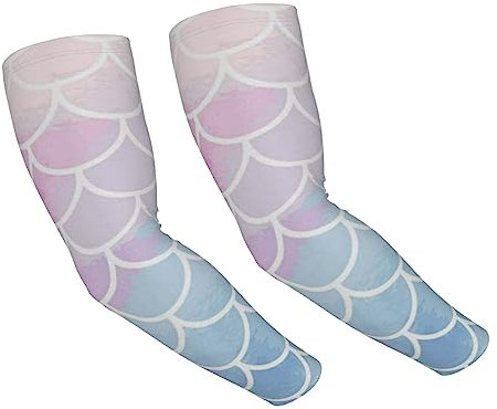 BONDIJ Bunte Meerjungfrauen-Waage, Sport-Armstulpen für Herren und Damen, für Jugendliche, UV-Sonnenschutz, Armabdeckung für Golf, Laufen, Radfahren, Wandern, Schwarz , One size