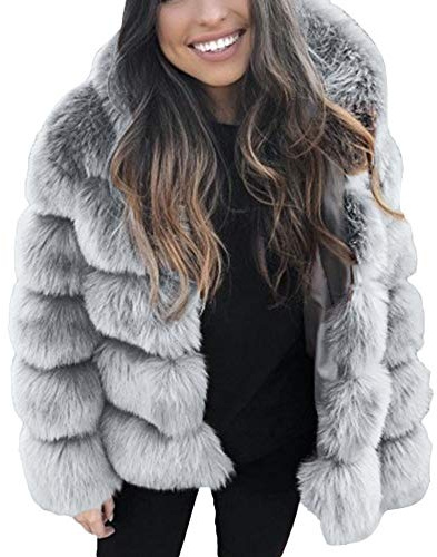 TDEOK Faux Fur Jacke Damen Langarm Pelzmantel Kunstfell Fellmantel Winter Kunstfell-Jacke Elegant Mantel Warm Fellmantel Pelzjacke Pelzmantel Winter Kunstfell Coat Winterjacke Felljacke