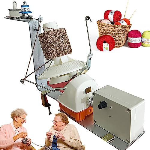 JUNIPI Elektrische Wickelmaschine, Automatischer Wollwickler, GeräUscharm + Einstellbare Geschwindigkeit, 150 G / 500 G WickelkapazitäT, FüR Metallgarn, Nylongarn, Mehrschichtige Garnkombination,500g