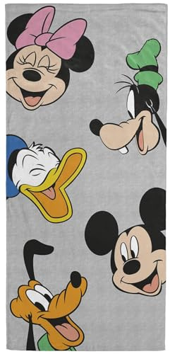 Jay Franco Disney Mickey Mouse & Friends Kids Bath Pool Beach Towel - Super Soft & Absorbent 100% Cotton Towel, Measures 28 x 58 Features, Minnie Mouse, Donald Duck, Goffy & Pluto