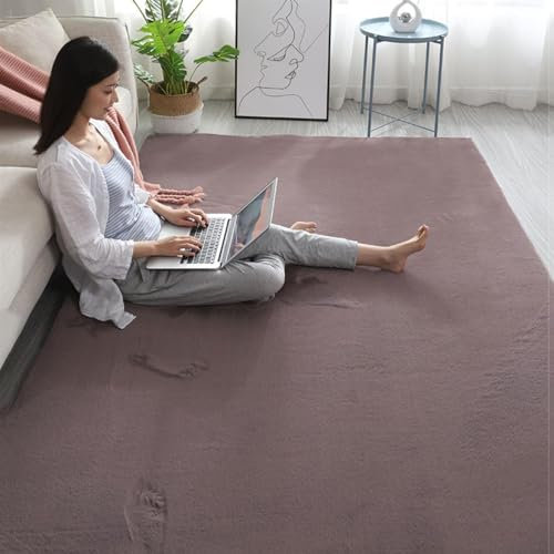 ZWPILY Hochflor Teppich, Einfarbig, Flauschiger Langflor Teppich, Shaggy Flokati, Rechteckig, Pflegeleicht, Wohnzimmerteppich - Fellteppich - Modern Kunstfell Carpet für Schlafzimmer,Lila,60x90 cm