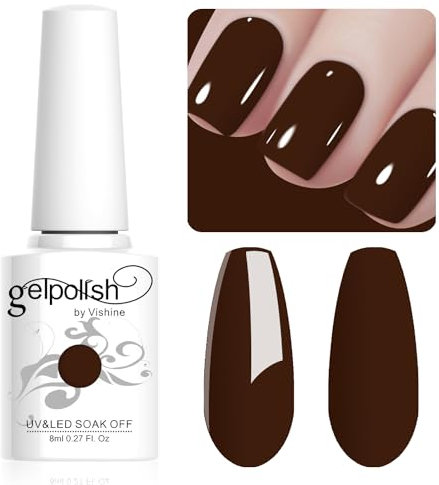 Vishine Smalto gel color cioccolato fondente da 8 ml, a lunga durata, per nail art e manicure a casa, L018