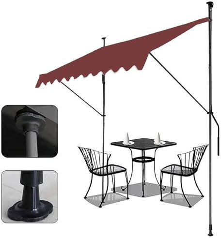 DJJYCTNM Klemmmarkise Balkon, Manuell Einziehbare Markise, Freistehender Terrassen-Sonnenschutz Ohne Schrauben mit Stützstangenständer und UV-beständigem Stoff für Fenster, Tür, Veranda, Terrasse (Co