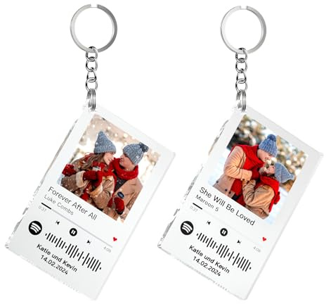 witfox Porte clé Photo Personnalisé - Cadre Photo Personnalisée avec Nom Photo, Cadeau pour Copain Copine Original, Cadeaux pour Anniversaire, Noël et Saint-Valentin-2PACK,5 * 8CM