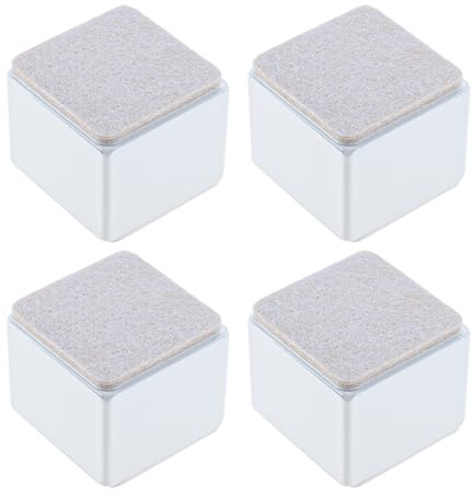 bowarepro 4 Stück Karbonstahl Möbelerhöhung 5 cm Hoch, Selbstklebende Möbelerhöhung, 60x52mm, Möbelfüße zum Kleben, Möbelerhöher für Sofa Couch Tisch Schrank Bett Schreibtisch Erhöhung (Weiß/Quadrat)