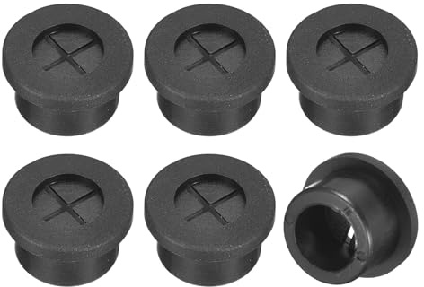 sourcing map 6 Pcs Cable Cord Grommet, 5/8 Inch (16mm) Desk Grommet Flexible Rubber Grommets Wire Hole Cover Pass Through for Office Computer Desk Wire Organizer, Black