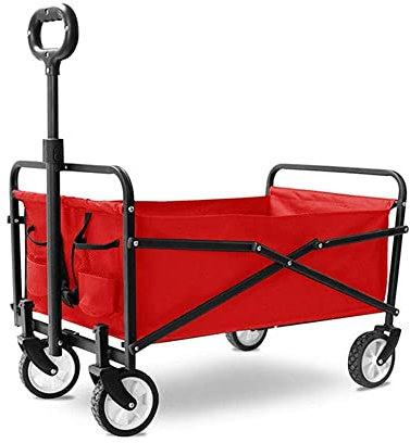 JFNHUTL Klappbarer Gartenwagen, Tragkraft 60 kg, Tragkraft 60 kg, Tragbar mit 4 Rädern, für den Transport von Gartengeräten, Haustieren, Reisen, Camping, Konzerten, Strände/Schwa