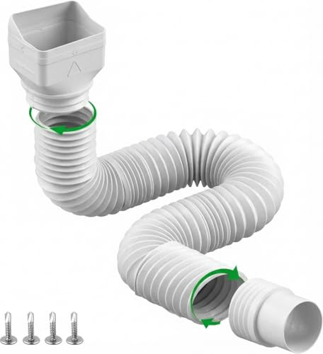 Binazon 1 Pack White-Rain Gutter Downspout Extensions, Gutter Extender for Rainwater Drainage Flexible, Down Spout Drain Extension Pipe, Extendable from 21 to 62 Inches (Fit 3x 4 downspouts)