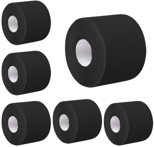 6 Rotoli Benda Elastica Coesiva Bendaggio, Elastica Garza Autoadesiva Bende Sport Nastro Salvapelle per le Dita, Mani, Piedi Adesiva Fasciatura 2.5cm x 4.5m (nero)