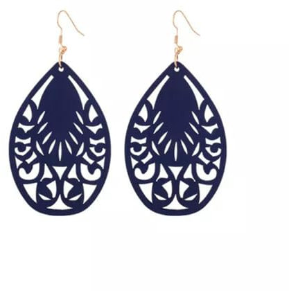 Marokko Teardrop Holz Statement Ohrringe ethnischen Blumen Holz Schmuck Geschenk