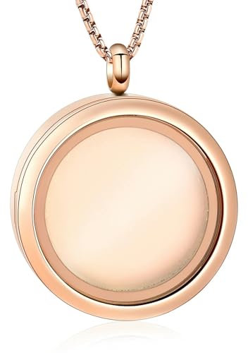 MYPOWER Einäscherungsschmuck für Asche, Medaillon-Anhänger mit Glasurne für Asche, Andenken, Gedenkschmuck, Roségold