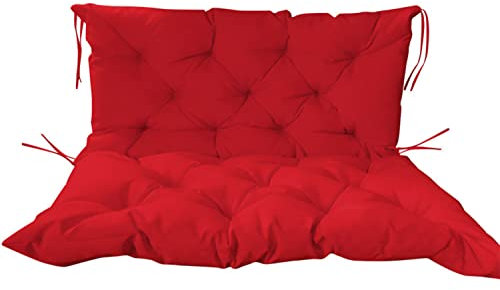 Wasserdichte Outdoor-Bankkissen mit Rückenlehne, Ersatz-Bankpolster für 2- oder 3-Sitzer-Liege, ideal für den Innenbereich, Garten, Veranda, Terrasse, Schaukel, 150 x 100 x 10 cm, Rot