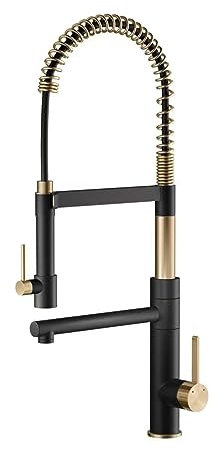 Lujoso grifo de cocina de latón negro, diseño magnético, manijas dobles, controles duales de frío y calor, grifo de doble función