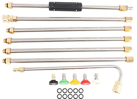 Reinscer Pulitore ad alta pressione per tetto grondaie pulitore - aste di estensione, tetto pulitore ugello - 4000 Psi 5 punte, accessori lavaggio, alta pressione pulitore