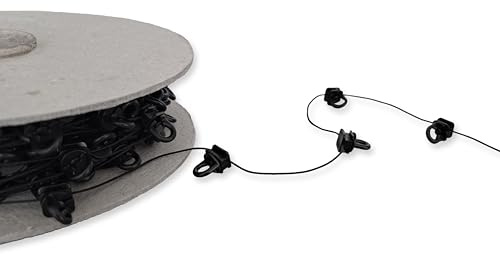 Gleiterkordel SCHWARZ, Wellengleiterkordel, Gleiterband ***WUNSCHMAß - individuelle Länge wählbar*** mit 360° drehbaren Ösen, Gleiterabstand 8cm, für Gardinenschienen mit 6mm Laufnut/Profilschlitz