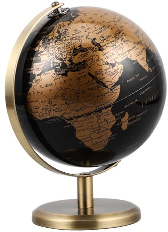 YARNOW Rotating Antique Globe 7.7 Inch European Luxury Desk Ornament Vintage World Globe for Home Office Educational Geography Decoration