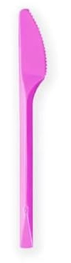 Generico 20/80 COLTELLI riutilizzabili VARI COLORI posate colorate COLTELLI COLORATI 17cm per cerimonie feste compleanno party (Fucsia, 80 Pezzi)