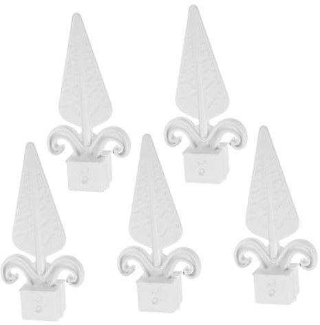 HOMSFOU 10pcs White Fence Topper Finials Pointed Fence Post Caps Metal Gate Finial Accessories Outdoor Garden Decoration Border Lawn Enhancements