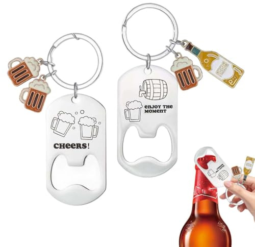 GHPKOTW 2 Portachiavi Apribottiglie, Acciaio Inox, Regalo Personalizzato, Per Birra E Lattine, Idee Regalo Per Matrimoni, Compleanni, Bomboniere, Accessori Per Bar E Cucina
