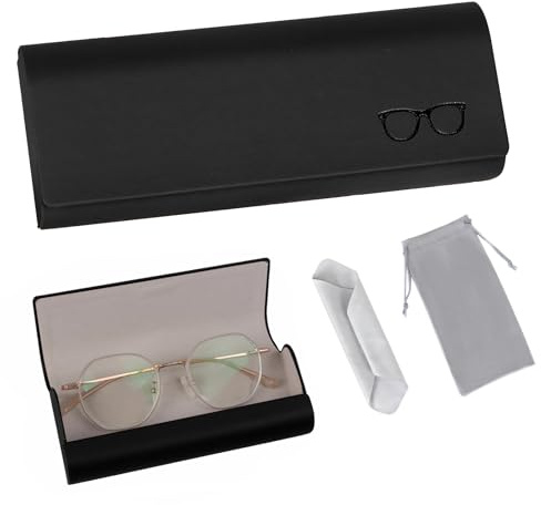 luluaday Custodia per occhiali in pelle magnetica rigida con panno in microfibra, occhiali da sole, custodia per occhiali da sole e da uomo, per viaggiare, per la maggior parte degli occhiali