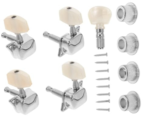 Banjo Stimmwirbel 4 1 Satz, Silbernes Satz für Banjo Mechaniken | Zinklegierung und Pvc, 1 Satz, zum Ersetzen Alter oder Defekter Teile, Verarbeitung
