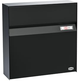 RENZ Erwin 610 610101 - Boîte aux Lettres Design - Couleur : Noir Profond - RAL 9005M - avec Plaque Nominative - Serrure de sécurité - Dimensions : 117 x 375 x 375 mm