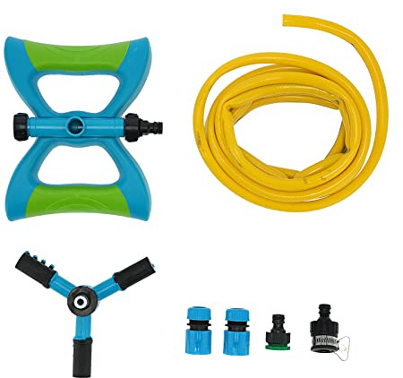 360° Rotating Lawn Sprinkler | Hydraulic Drive Automatic Water Sprayer with 6-8M Diameter | Garden/Lawn/Vegetable Field Irrigation Tool | Sturdy PVC & 3 - Way Propeller
