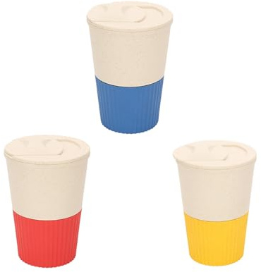 3 Pièces Gobelets à Café Réutilisables en Plastique Avec Couvercle Tasse à Boissons Mug Cafe a Emporter 350ML Résistant aux Brûlures Convient Aux Boissons Chaudes et Froides (Couleur Mixte)