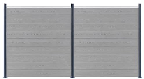 Generico Pali di Recinzione 3 pz Grigio Scuro 185 cm in Alluminio,Grigio,14.8kg,148987
