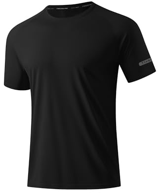 DEHORU Men’s Rash Guard UPF 50+ Short Sleeve T Shirts Swimming Top Sun Protection Quick Dry Workout Shirts(BK,M) Black