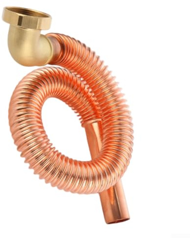 Desiumite Tuyau de vidange de baignoire en cuivre de 51 cm avec tuyau flexible réglable avec raccord d'union, conçu pour une plomberie fiable de salle de bain