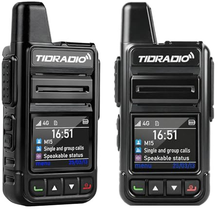 TIDRADIO TD‑M15 Global Walkie Talkie, 4G LTE PoC Funkgerät mit europaweiterer Abdeckung, Funkgeräte 6000 km Reichweite & 1 Jahr gratis Daten inkl. SIM‑Karte, Für Familie, Gewerbe, Logistik, 2er Set